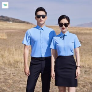 Ao so mi dong phuc mau xanh duong nhat (3)