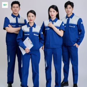 Dong phuc bao ho lao dong mau xanh duong phoi trang